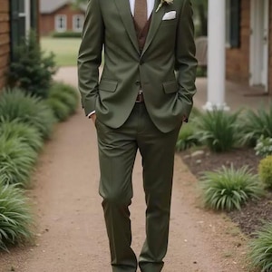 Männer Olivgrün Anzug, Hochzeitsanzug, Party Wear Anzug Männer Grüner Anzug Abschlussball Anzug, Business-Anzug für Männer, Männer Hochzeitskleidung, Bräutigam Hochzeitskleidung