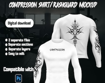 3D Compression shirt or rashguard mockup: Front & Back