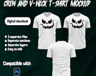 Modelbundel 3D-T-shirt: ronde hals, V-hals (PSD-sjabloonbestanden)