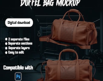 3D Duffel Bag Mockup: Editable PSD Template Front and side view