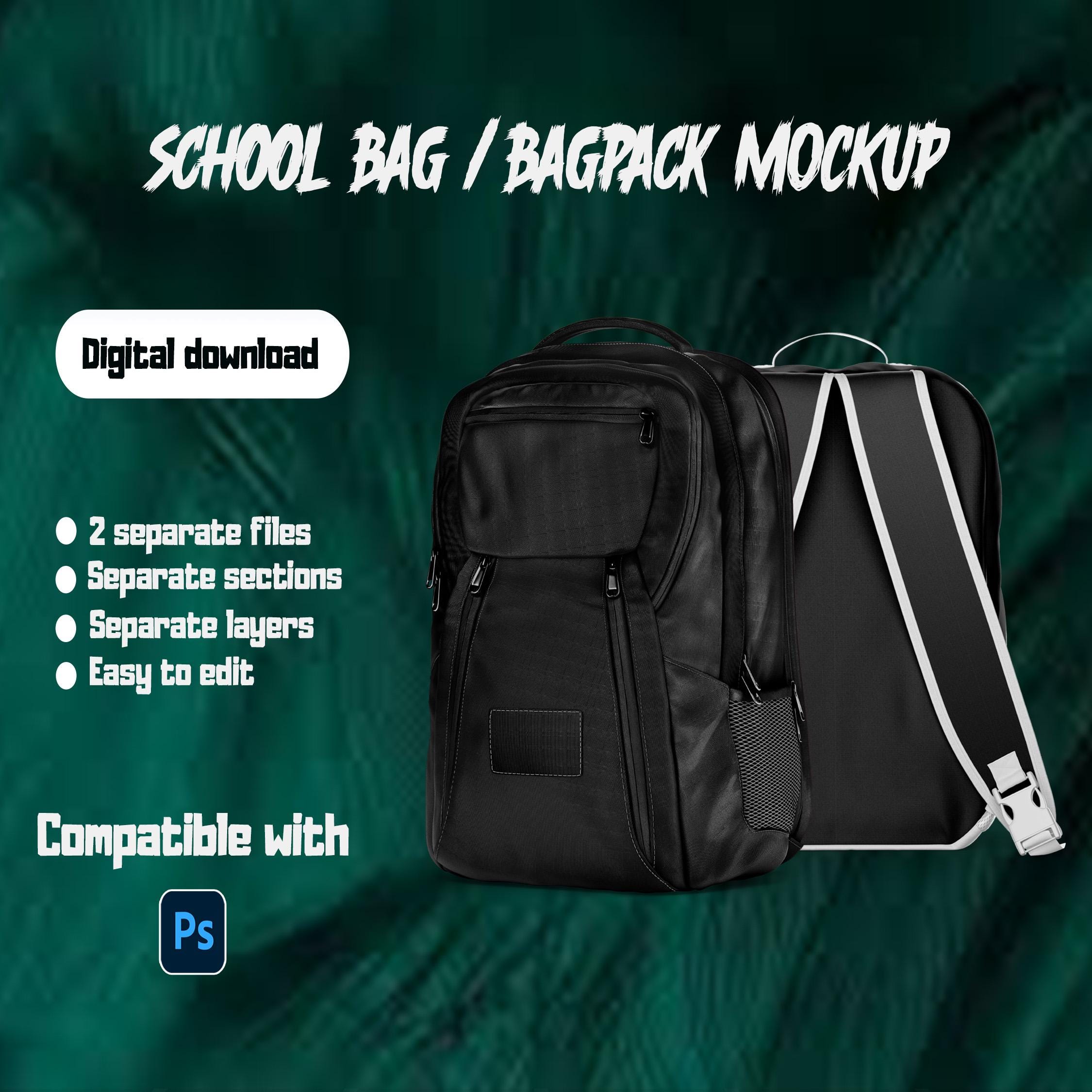 3D Backpack Mockup PSD: Front & Back Template - Etsy