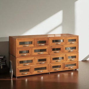 HeritageCraft Solid Wood Organizer – Multi-Drawer Retro Storage Cabinet for Jewelry, Cosmetics & Desk Supplies