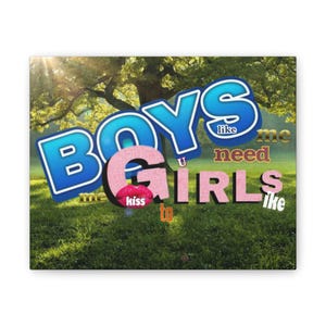 Playful Canvas Wall Art, Boys Like Girls Design, Colorful Youth Room Decor, Fun Home Gift, Trendy Room Wall Hanging, Youthful Spirit Art