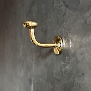 Unlacquered Brass Wall Hook: Handcrafted Solid Brass, Vintage Patina