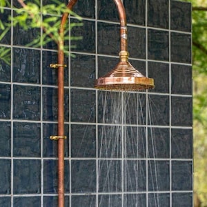 Handmade Unlacquered Copper Rainfall Shower Head: Vintage Patina Finish