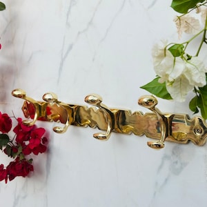 Handmade Unlacquered Brass Wall Hook: Vintage Gold Coat Hanger