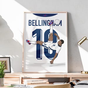 Jude Bellingham Poster | Football Wall Art | England Soccer Print | Games Room Man Cave Bedroom Living Room Home Decor Sports Bar | A5 A4 A3