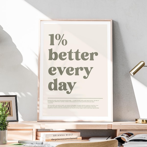 Motivational Wall Art Print Better Every Day – Gym Fitness Quote Poster, Sports Inspiration Decor, Minimalist Office Workout Art