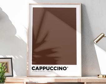 Cappuccino Colour Print | Download | Coffee Kitchen Wall Art | Coffeeshop Poster Print | Latte Cappuccino Espresso Brown Coffee Art
