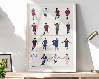 Póster de Lionel Messi / Arte mural de fútbol / Impresión de fútbol argentino / Sala de juegos / Dormitorio / Sala de estar / Decoración del hogar / Bar deportivo / A5 / A4 / A3