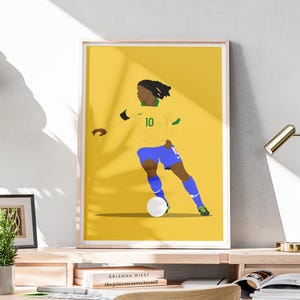Ronaldinho Poster | Football Wall Art | Brazil Soccer Print | Games Room Man Cave Bedroom Living Room Home Decor Sports Bar | A5 A4 A3