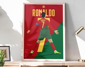 Póster de Cristiano Ronaldo / Arte mural de fútbol / Impresión de fútbol de Portugal / Sala de juegos / Dormitorio / Decoración del hogar / Bar deportivo / A5 / A4 / A3
