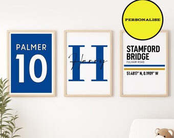 3er-Set Personalisierte Fußball-Chelessel | Benutzerdefinierte Fußball Geschenke | Kinderzimmer | Fußball Fan Geschenk | A5-A4-A3