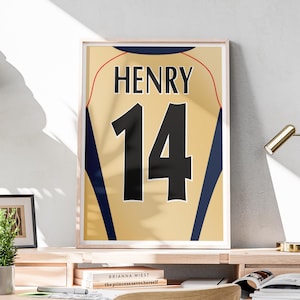 Thierry Henry Poster | Football Wall Art | Soccer Shirt Print | Games Room Man Cave Bedroom Living Home Decor Sports Bar | A5 A4 A3