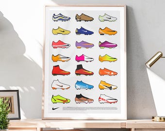 Football Boot Print | Football Wall Art | Iconic Football Boots | Games Room Man Cave Bedroom Office Sports Bar | Football Fan Gift