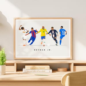 Neymar Poster | Football Wall Art | Brazil Soccer Print | Games Room Man Cave Bedroom Living Room Home Decor Sports Bar | A5 A4 A3