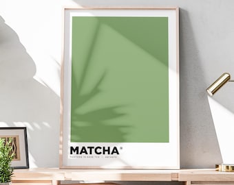 Impression couleur matcha | Télécharger | Art mural cuisine café | Poster de typographie Coffeeshop | Latte Cappuccino Espresso | Art du café