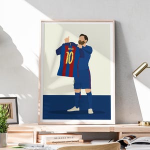 Lionel Messi Print | Football Wall Art | Barcelona Football Print | Games Room Man Cave Bedroom Home Decor Sports Bar | Football Gift