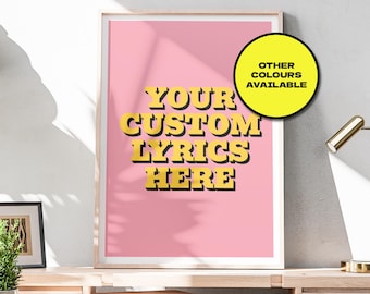 Custom Music Lyrics Print | Music Wall Art | Personalised Quote Print | Music Lover | Office Bedroom Living Room Wall Home Decor | A5 A4 A3