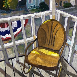 Yellow Chair, original oil on canvas panel 5x7&quot;