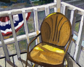 Yellow Chair, original oil on canvas panel 5x7"