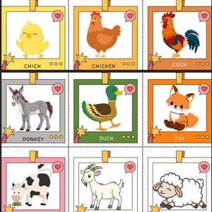 Animal Flashcards, Printable Flashcards, Preschool Flashcards, Toddler Flashcards, Baby Flashcards, Animal Cards Set, Flashcards PDF for Kid