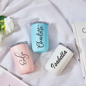 Bridesmaid Gifts, Personalized Stainless Steel Tumblers with Lid, Travel Mugs, Custom Birthday Gift for Her, Custom Wine Tumbler, Coffee cup