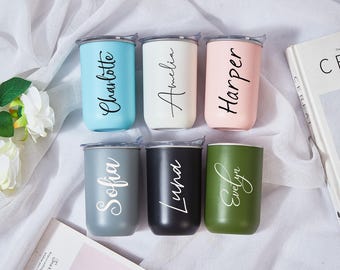 Personalized Coffee Cup with Lid, Stainless Steel Water Bottle, Cups with Names, Bridesmaid Proposal Gifts, Bride Party Present, Travel Mug