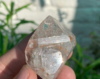 Rare Double Terminated Huge Herkimer Diamond Quartz Crystal Specimen with Rainbows