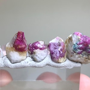 Pink Ruby Crystals On Matrix lot From Afghanistan - Small Rough Ruby Stones