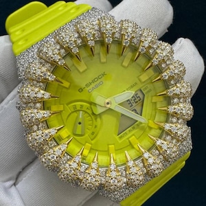 Custom Moissanite G Shock GA2100 Watch: Iced Out Casio, Luxury Streetwear