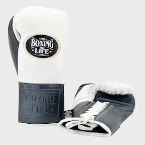 Personalized Black & White Boxing Gloves – &#39;No Boxing, No Life&#39; Style | Perfect Gift for Fighters and Boxing Enthusiasts | Custom Gloves