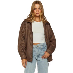 Vintage bruin leren bikerjack jaren 90 – oversized motorbomberjack voor dames