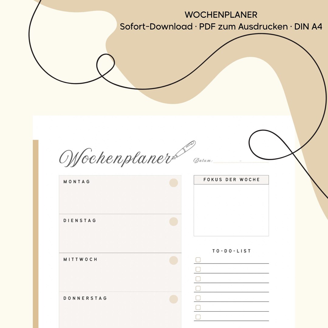 Beige Weekly Planner to Print – Minimalist PDF, A4 Format, Digital ...