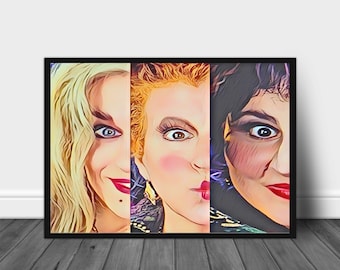 Pôster de Hocus Pocus, Arte de Parede de Filme, Decoração de Casa de Bruxa, Irmãs Sanderson, Ideias para Festa de Halloween, Tema Assustador para Quarto, Filme Retrô, A2 A3 A4 8x10