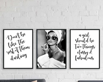 Pôsteres de Audrey Hepburn, Frases de Beleza, Elegante e Fabulosa, Impressões em Preto e Branco, Arte de Parede de Moda, Vanity Fair, Salão de Beleza, A2 A3 A4