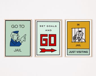 Impressões do Monopoly, Pôsteres Motivacionais, Arte de Parede para Escritório, Defina Metas, Vá para a Cadeia, Arte de Parede do Alec, Jogo de Tabuleiro Clássico, Decoração Divertida, Inspirador