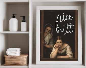 Pôster engraçado para banheiro, Bunda bonita, Humor de banheiro, Tema vintage, Placa para lavabo, Decoração para casa nova, Decoração para local de trabalho, Ideias para loja, A2 A3 A4