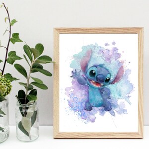 Impressions Lilo Stitch Angel, oeuvre d'art murale personnage, ohana signifie famille, chambre d'enfants, affiches de chambre d'enfant, éventail de points, lot de 4, A2 A3 A4 20 x 10 5 x 7 po image 4