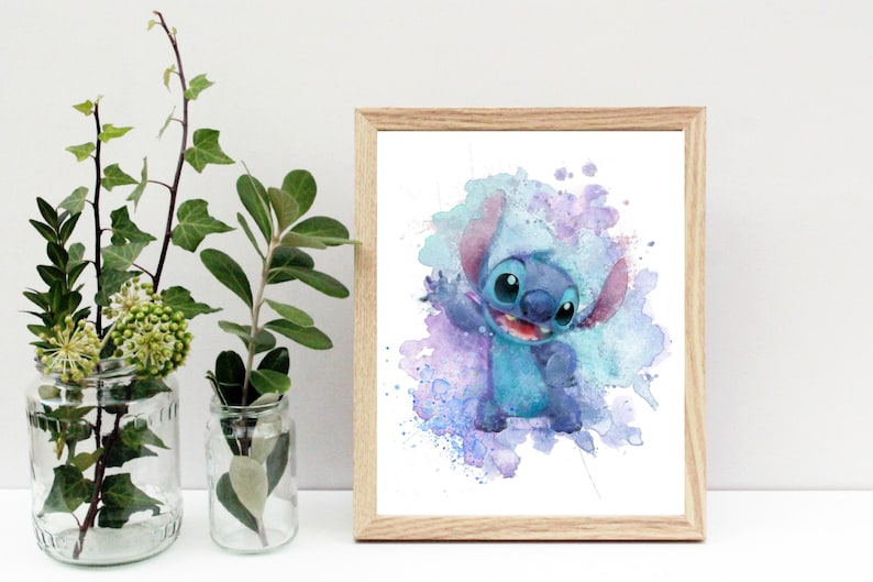 Impressions Lilo Stitch Angel, oeuvre d'art murale personnage, ohana signifie famille, chambre d'enfants, affiches de chambre d'enfant, éventail de points, lot de 4, A2 A3 A4 20 x 10 5 x 7 po image 4