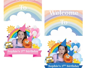 Ms Rachel personalised birthday sign, welcome poster, hall entrance picture, party decoration, kids toddlers, tv theme, A2 A3 A4 8x10 5x7 in