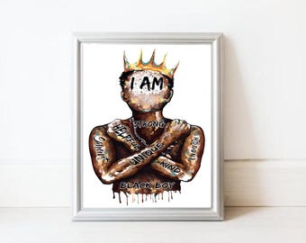 Pôster de Afirmação para Menino Negro, Presente para Filho, Decoração para Quarto de Menino, Eu Sou Inteligente, Sala de Jogos, Impressão para Adolescentes, Aniversário de Sobrinho, Empoderamento Multicultural