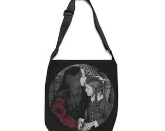 Morticia Addams, Gothic Mother-Daughter Adjustable Tote Bag, Everyday Use