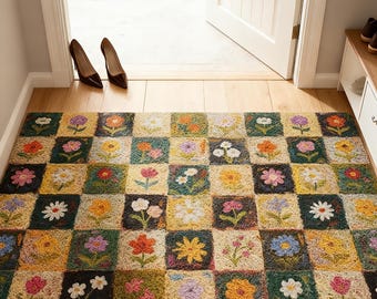 Handcrafted Floral PVC Coil Doormat — Waterproof Outdoor/Indoor Entrance Mat with Durable Dirt‑Trapping Design