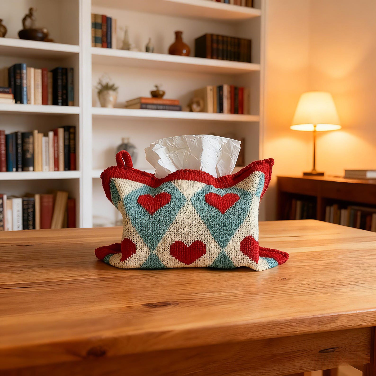 Heart Pattern Fabric Tissue Box Cover