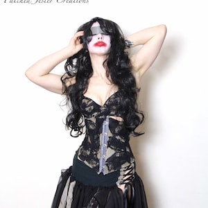 Wasteland Costume - Corset - Gothic Outfit- Apocalyptic Outfit - Halloween- Black and Gray