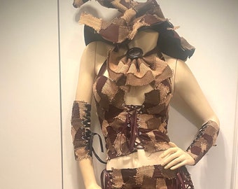 Scarecrow Costume - Corset Skirt - Gothic Outfit- Apocalyptic Outfit  - Halloween Costume - Wasteland Clothing