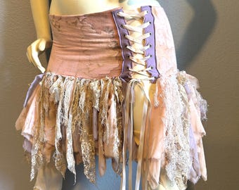 Shabby Chic Zombie Skirt - Corset Skirt - Gothic - Pink, Purple & Off White - Halloween Costume - Wasteland