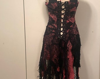 Gothic Dress Black and Pale Red - Spider Webb Dress - Halloween Costume -  Etsy