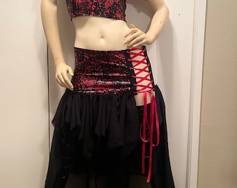 Blood Splatter Wasteland Costume - Corset Skirt - Gothic Outfit- Apocalyptic Outfit - Halloween Costume - Wasteland Clothing